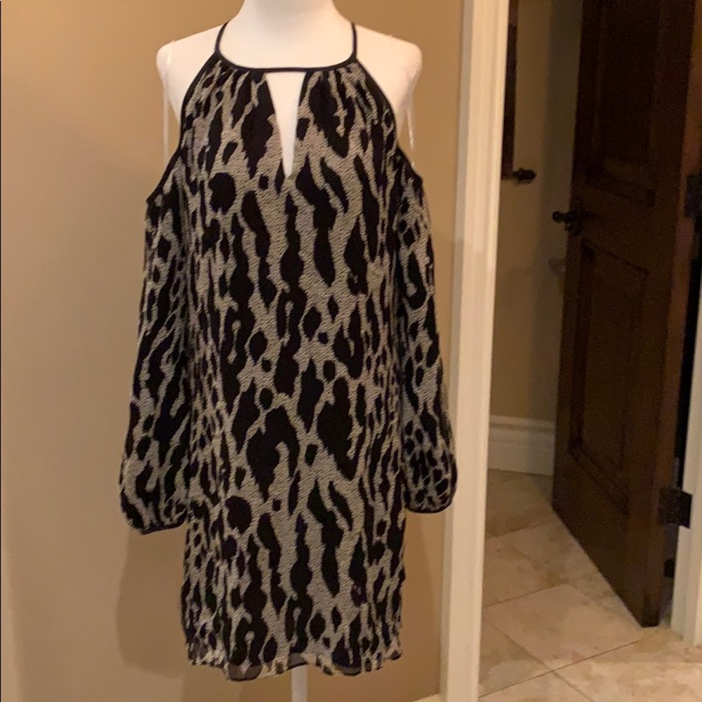 Silk open shoulder dress